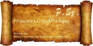 Prosznitz Szíriusz névjegykártya